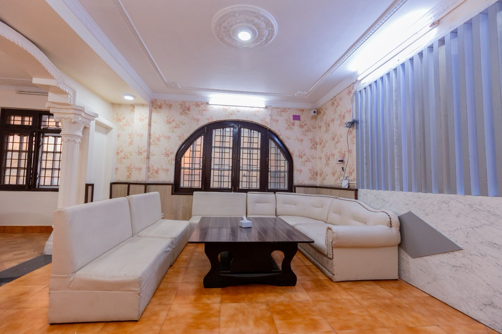 Evening atmosphere in Hotel White Dreams restaurant and dining area Kathmandu