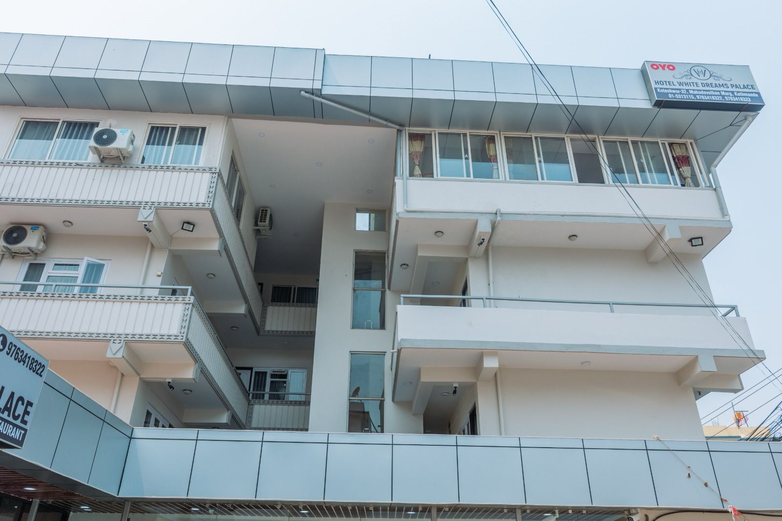 Hotel White Dreams exterior building facade in Koteshwor Kathmandu