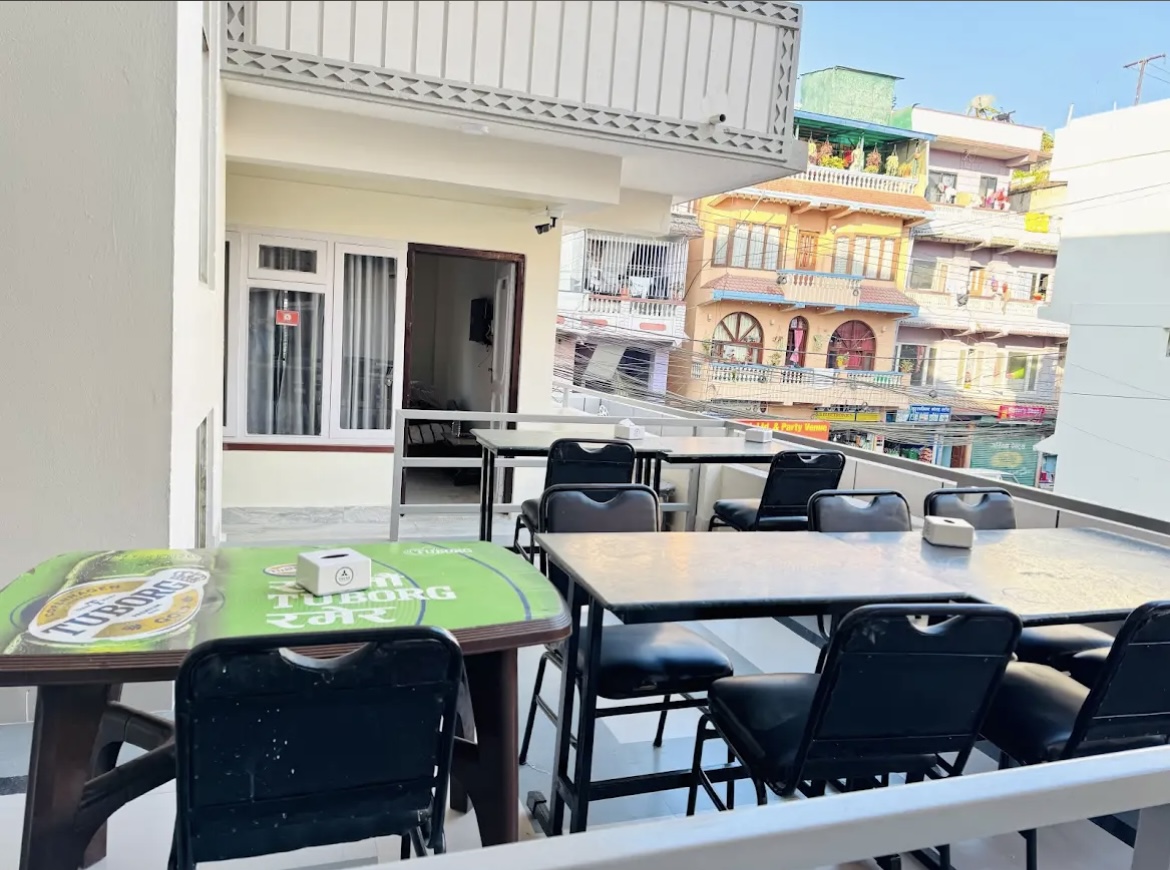 Refreshment and lounge area at Hotel White Dreams Kathmandu